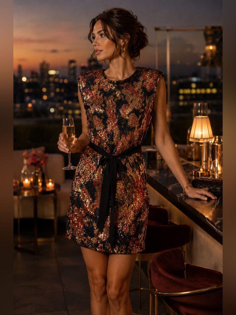 Zara Sequin Mini Dress XS Metallic Abstract Cocktail Holiday Party
